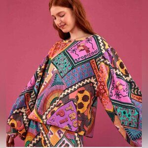 Farm Rio Dotted patch scarf sweatshirt Size S